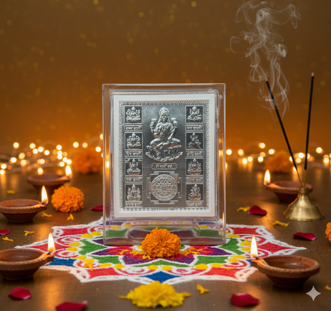 Ashta Lakshmi Yantra – 999 Pure Silver Frame