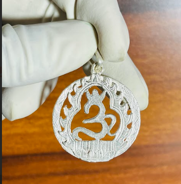 🕉️ Om Flame Pendant – Pure Silver | Sacred Sound Symbol with Energy Aura Design
