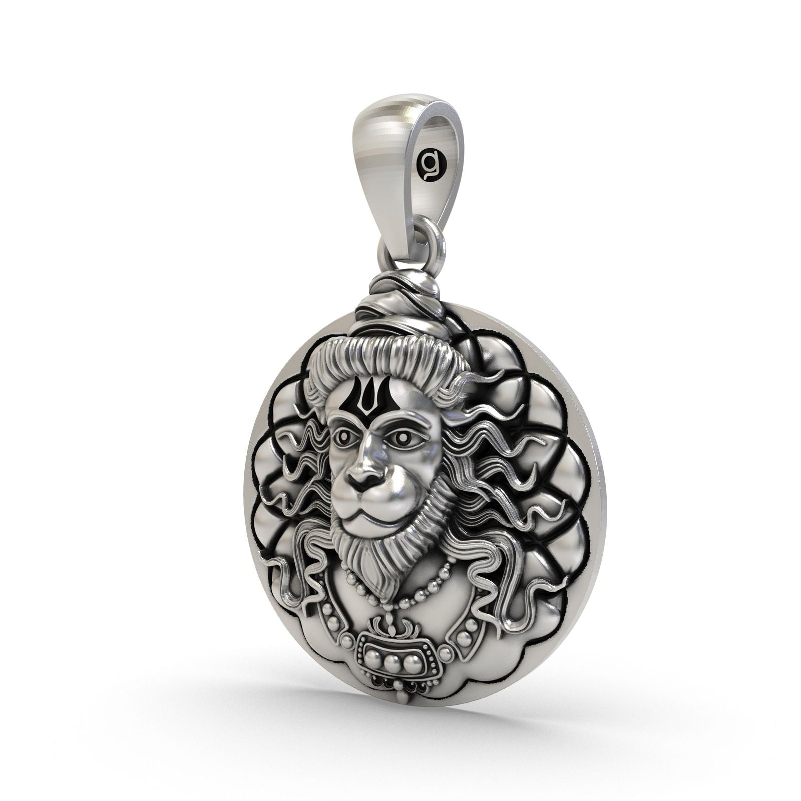 🔱 Hanuman Maharaj Divine Face Pendant – 925 Pure Silver | Circular Radiance Edition
