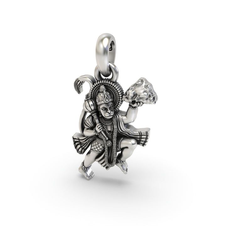 🕉️ Hanuman Sanjeevani Parvat Pendant – 925 Pure Silver | Symbol of Life, Strength & Devotion