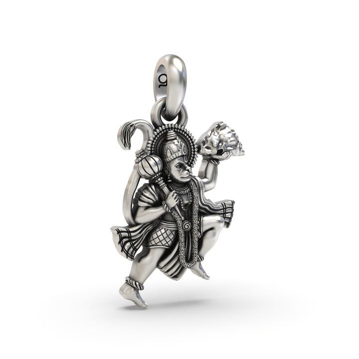🕉️ Hanuman Sanjeevani Parvat Pendant – 925 Pure Silver | Symbol of Life, Strength & Devotion