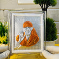 999 Silver Shirdi Sai Baba Divine Frame – Large Size (Encased in Crystal)