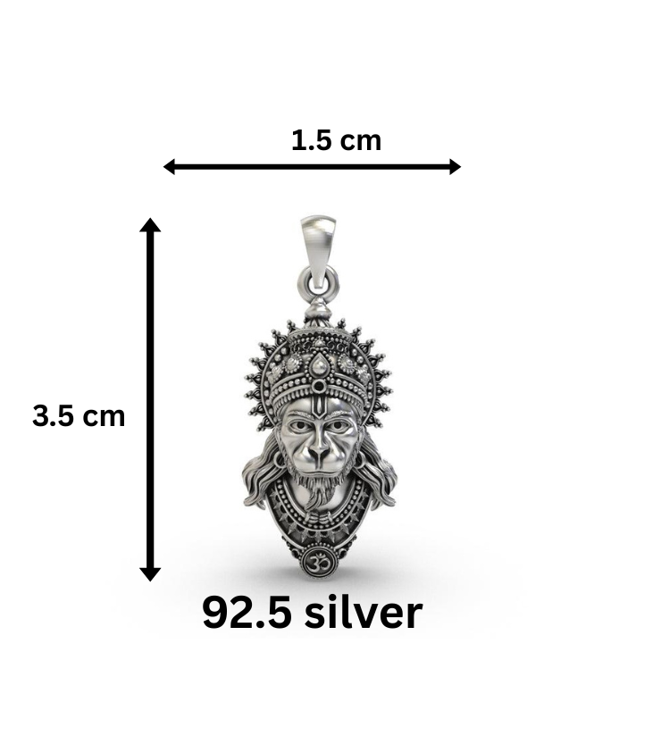 🔥 925 Pure Silver Hanuman Ji Pendant for Men & Women | Intricately Crafted | Lightweight & Durable 🔥