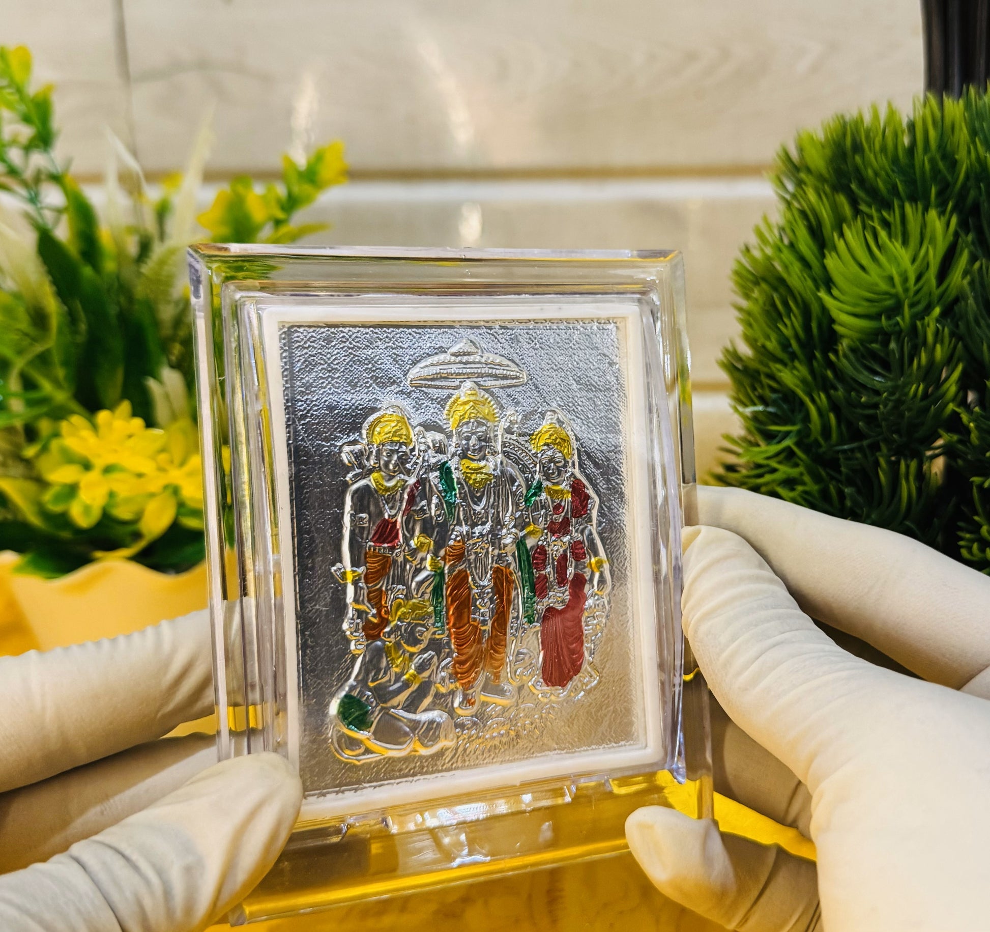 999 Silver Shree Ram Darbar Frame – Encased in Crystal