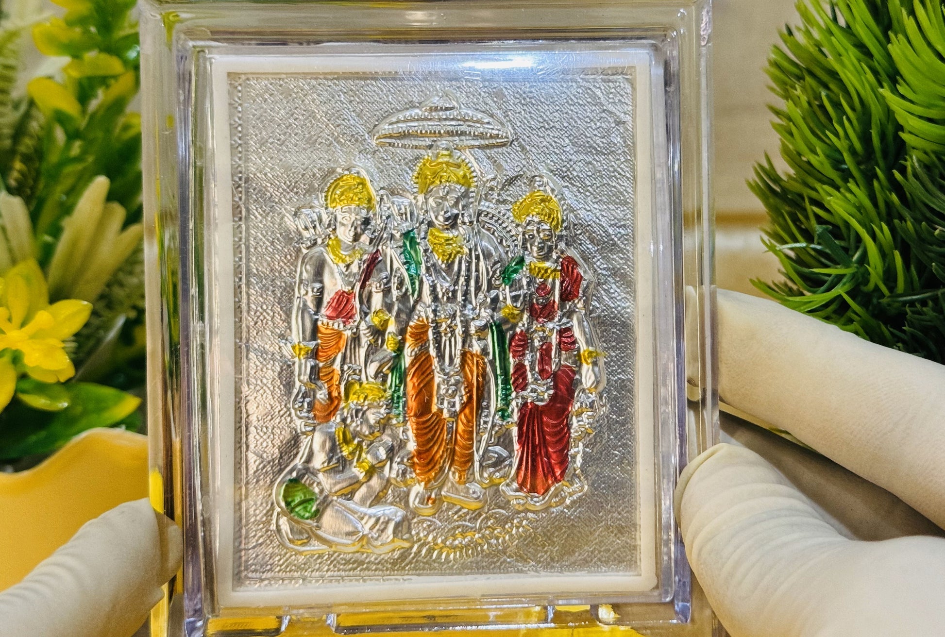 999 Silver Shree Ram Darbar Frame – Encased in Crystal