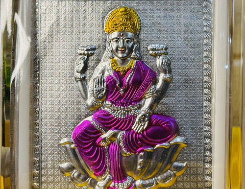 999 Silver Goddess Saraswati Ji Frame – Encased in Crystal