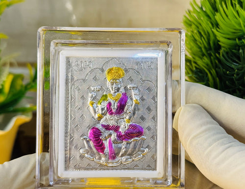 999 Silver Goddess Saraswati Ji Divine Frame – Encased in Crystal